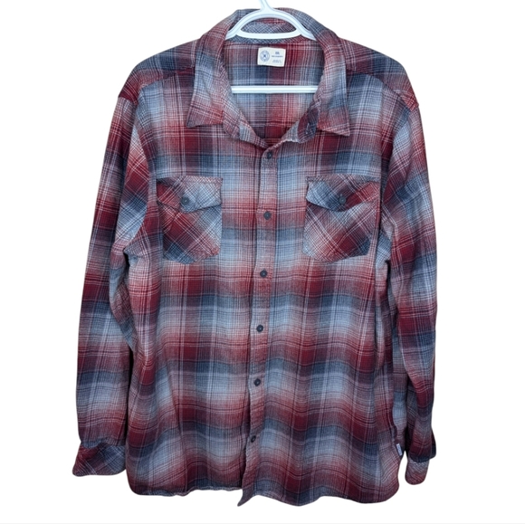 Men's Hurley Blue Red White Flannel Plaid Button-Down Shirt XXL - Picture 1 of 12